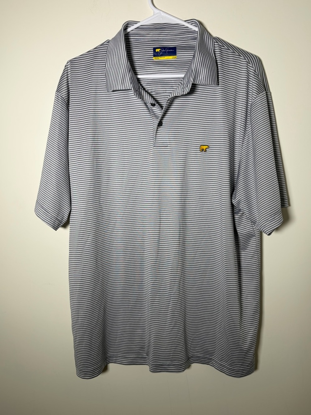 Jack Nicklaus Men’s Large Golden Bear Striped Polo 3 Pack - Navy, Gray, Black - Picture 7 of 10